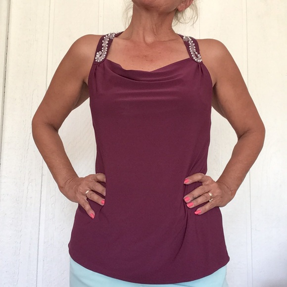 WHBM MAUVE PURPLE EMBELLISHED RACERBACK TANK XS - Picture 6 of 16